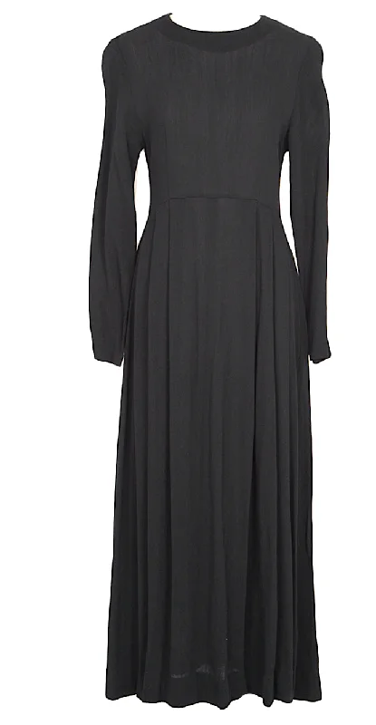 A/T Atsuro Tayama Japan. Black Pleat Switching False Collar Dress