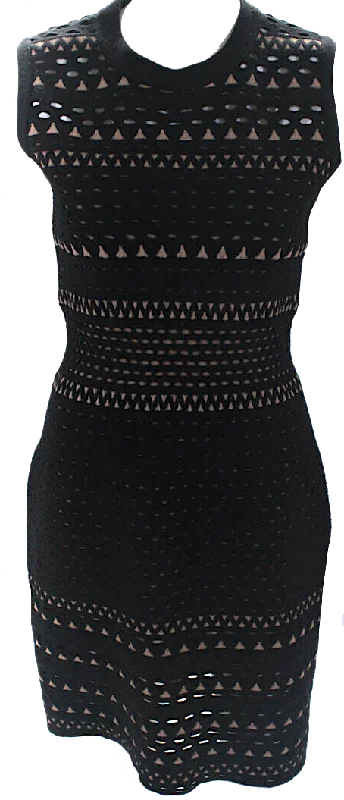 Azzedine Alaia Paris. Vintage Black Knit Wool Cutaway Scoop Neck Sleeveless Sheath Dress Azzedine Alaia Paris. Vintage Black Knit Wool Cutaway Scoop Neck Sleeveless Sheath Dress