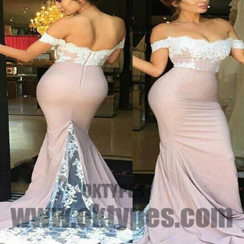 Light Pink Prom Dresses, Long Mermaid Prom Dresses, Off-shoulder Lace Prom Dresses, Zipper Prom Dresses, TYP0068 Light Pink Prom Dresses, Long Mermaid Prom Dresses, Off-shoulder Lace Prom Dresses, Zipper Prom Dresses, TYP0068