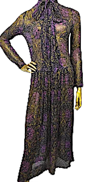 Max Mara Italy. Long Sleeve Paisley Floral Silk Chiffon Dress