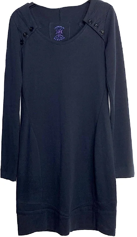 Marithe + Francois Girbaud Paris. Le Casual. Midnite Blue Cotton Dress Knee Length Long Sleeve Marithe + Francois Girbaud Paris. Le Casual. Midnite Blue Cotton Dress Knee Length Long Sleeve