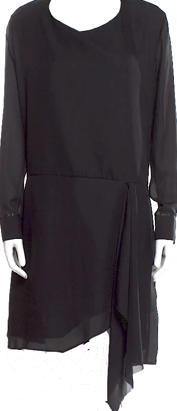 Acne Studios Sweden. Black Long PolyTech Asymmetrical Dress