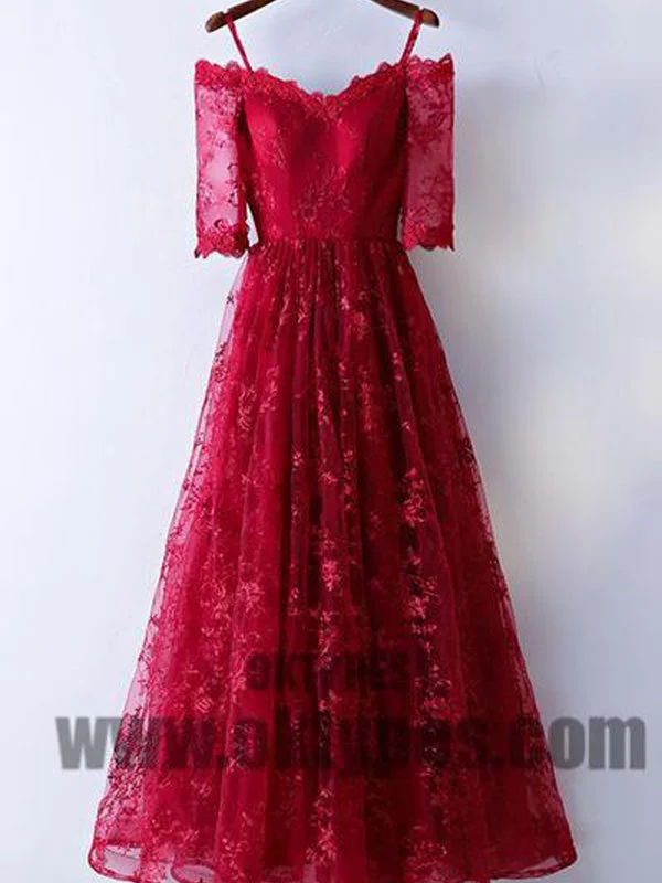 Red Long Floor Length Prom Dresses, Short Sleeve Lace Prom Dresses, Appliques Prom Dresses, Zipper Prom Dresses, TYP0243 Red Long Floor Length Prom Dresses, Short Sleeve Lace Prom Dresses, Appliques Prom Dresses, Zipper Prom Dresses, TYP0243