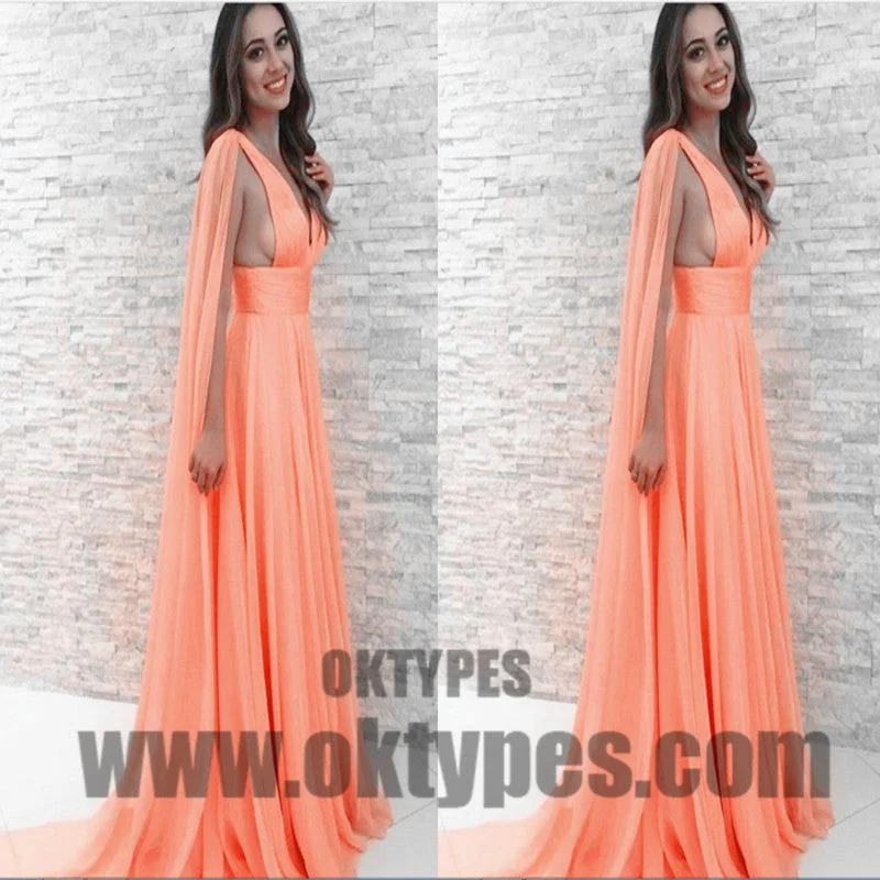 Light Orange Long Prom Dresses, Sexy V-neck Prom Dresses, Watteau Train Prom Dresses, V-back Prom Dresses, TYP0234 Light Orange Long Prom Dresses, Sexy V-neck Prom Dresses, Watteau Train Prom Dresses, V-back Prom Dresses, TYP0234