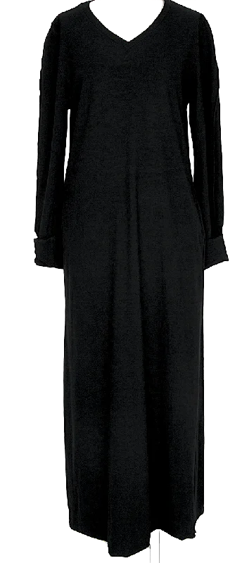 Issey Miyake Japan. "Zucca Line" Black V-Neck Knit Wool Dress