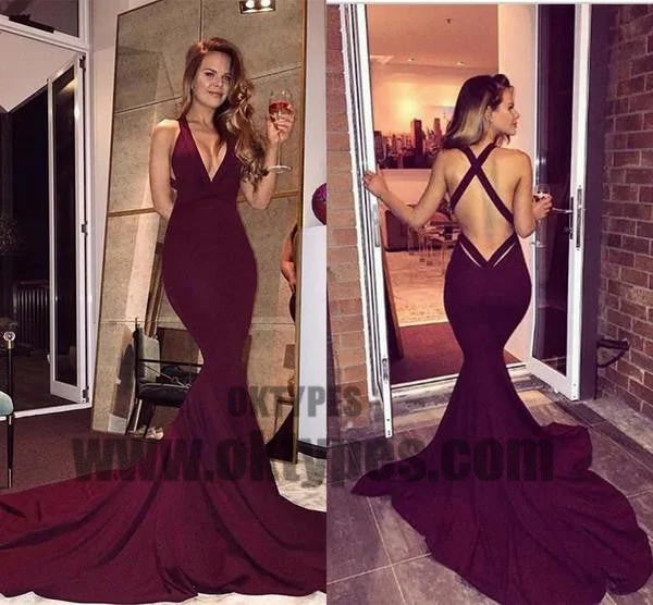 Claret Long Mermaid Prom Dresses, Deep V-neck Prom Dresses, Backless Prom Dresses, Sexy Evening Dresses, TYP0291 Claret Long Mermaid Prom Dresses, Deep V-neck Prom Dresses, Backless Prom Dresses, Sexy Evening Dresses, TYP0291