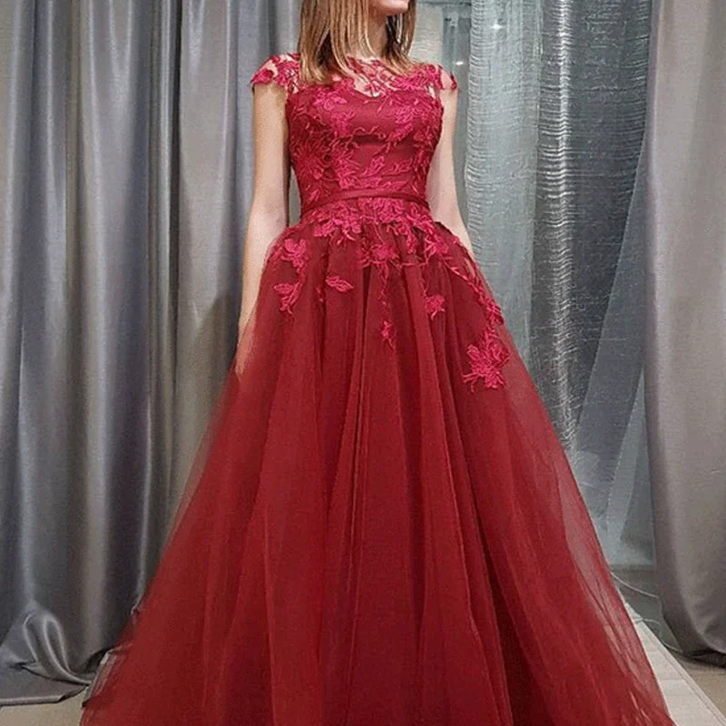 Burgundy Long Floor Length Prom Dresses, Scoop Prom Dresses, Beading Prom Dresses, Half Sleeve Prom Dresses, Zipper Prom dresses, TYP0283 Burgundy Long Floor Length Prom Dresses, Scoop Prom Dresses, Beading Prom Dresses, Half Sleeve Prom Dresses, Zipper Prom dresses, TYP0283