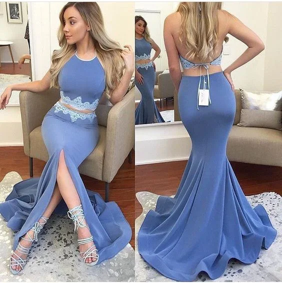 Two Piece Long Mermaid Prom Dresses, Front Split Prom Dresses, Open-back Prom Dresses, Jewel Lace Prom Dresses, TYP0198 Two Piece Long Mermaid Prom Dresses, Front Split Prom Dresses, Open-back Prom Dresses, Jewel Lace Prom Dresses, TYP0198