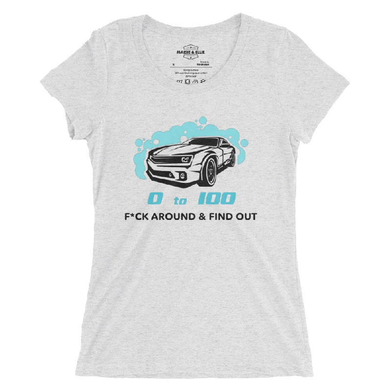 0 To 100 F*ck Around & Find Out DG Women's Tri-Blend Slim Fit T-Shirt Collared Crew Neck Turtle Neck 0 To 100 F*ck Around & Find Out DG Women's Tri-Blend Slim Fit T-Shirt Collared Crew Neck Turtle Neck