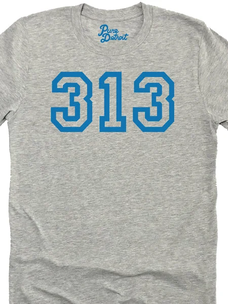 313 Unisex T-shirt - Blue / Athletic Gray Cotton Fabric Linen Fabric Terry Fabric