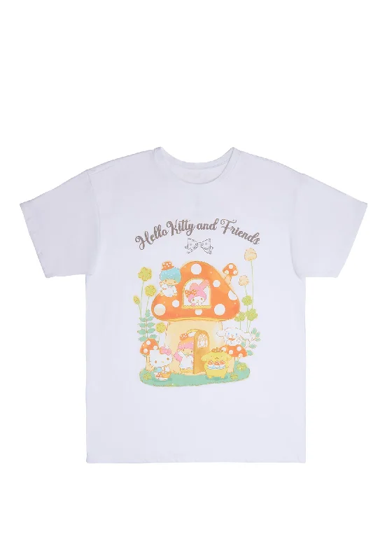 Hello Kitty And Friends Mushroom Graphic Relaxed Tee Denim Fabric Leather Fabric Suede Fabric Hello Kitty And Friends Mushroom Graphic Relaxed Tee Denim Fabric Leather Fabric Suede Fabric