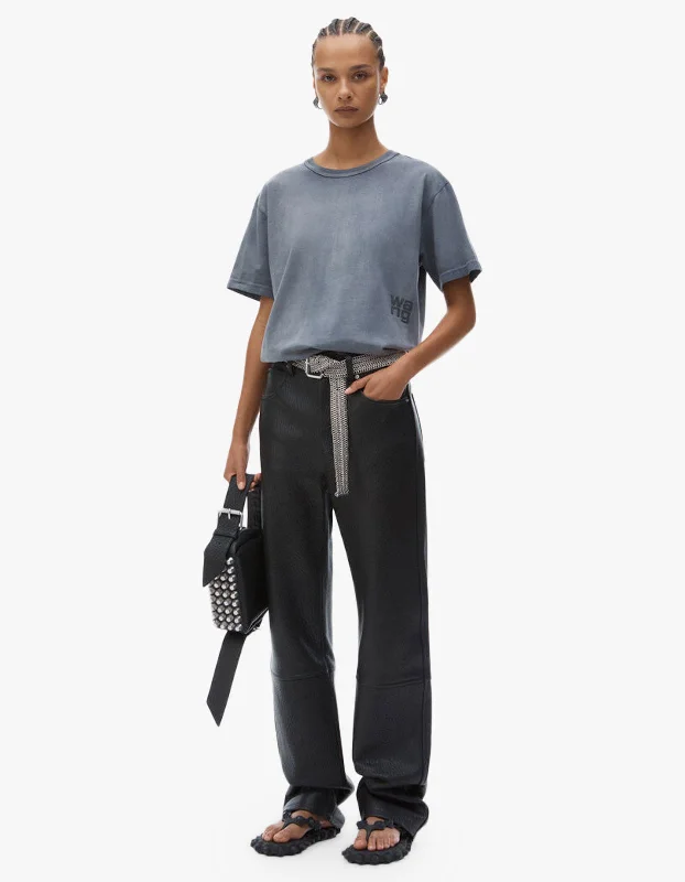 Essential Jersey S/S Tee W/ Puff Logo & Bound Neck - Washed Asphalt Welt Pockets Slit Pockets Essential Jersey S/S Tee W/ Puff Logo & Bound Neck - Washed Asphalt Welt Pockets Slit Pockets