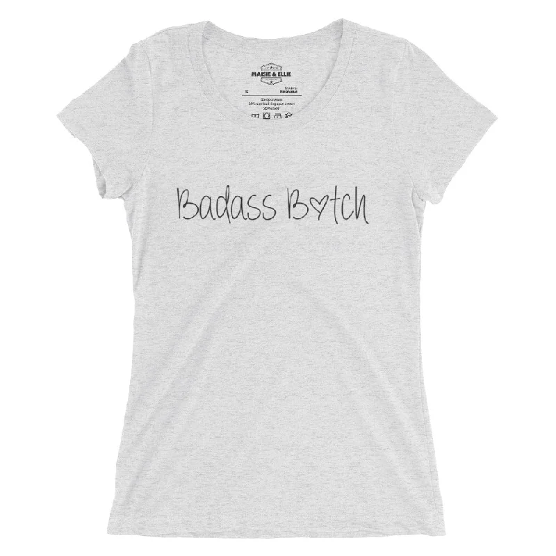 Bad*ss B*tch Heart Ngo Women's Tri-Blend Slim Fit T-Shirt Striped Floral Plaid