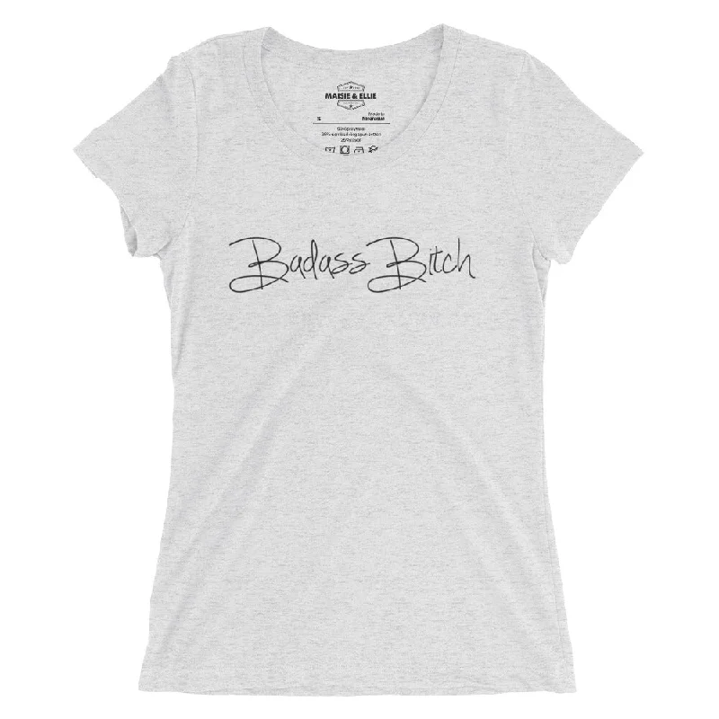 Bad*ss B*tch Ngo Women's Tri-Blend Slim Fit T-Shirt Houndstooth Herringbone Solid