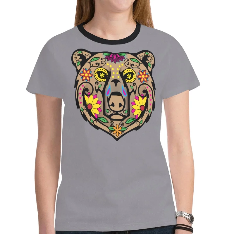 Bear Spirit Guide (Dark Gray) T-shirt for Women Chenille Fabric Brocade Fabric Lace Fabric Bear Spirit Guide (Dark Gray) T-shirt for Women Chenille Fabric Brocade Fabric Lace Fabric