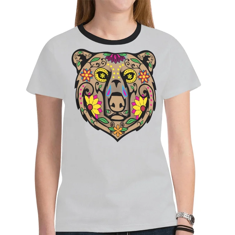 Bear Spirit Guide (Gray) T-shirt for Women Lace Blend Ribbed Blend Corduroy Blend
