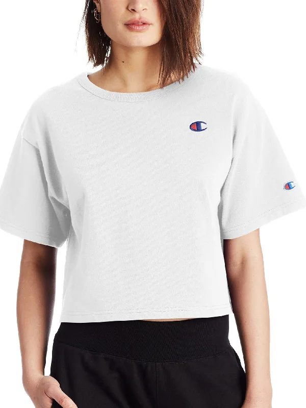 Heritage Cropped Emb C Logo T-Shirt Zippered Front Buttoned Front Snap Front