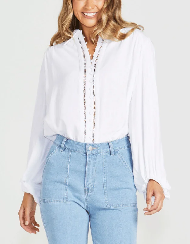 Chapel Trim Shirt - White Iron Safe Non-Iron Wrinkle Free