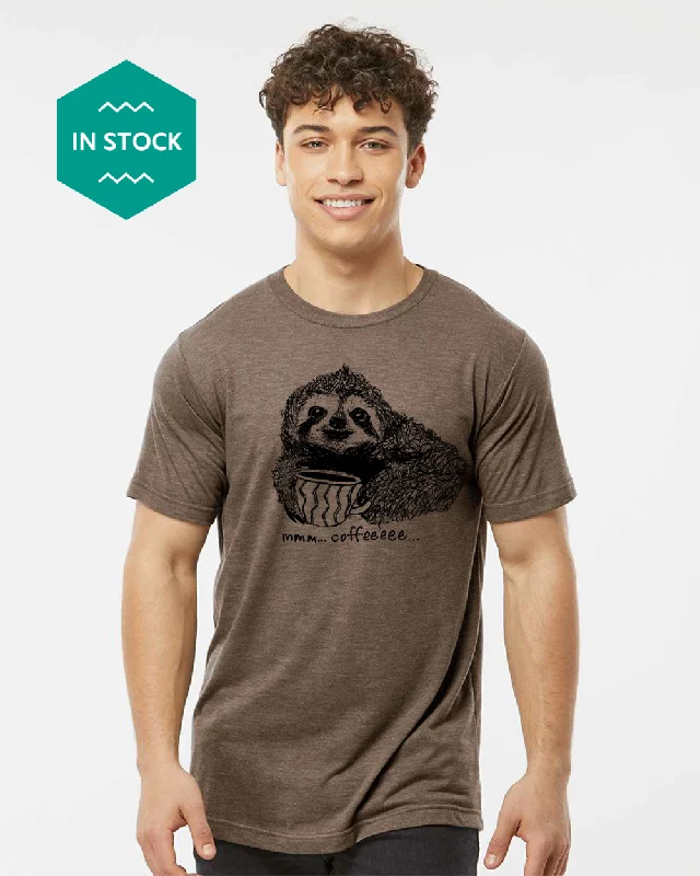 Coffee Sloth : Unisex Tee Rayon Fabric Velvet Fabric Corduroy Fabric
