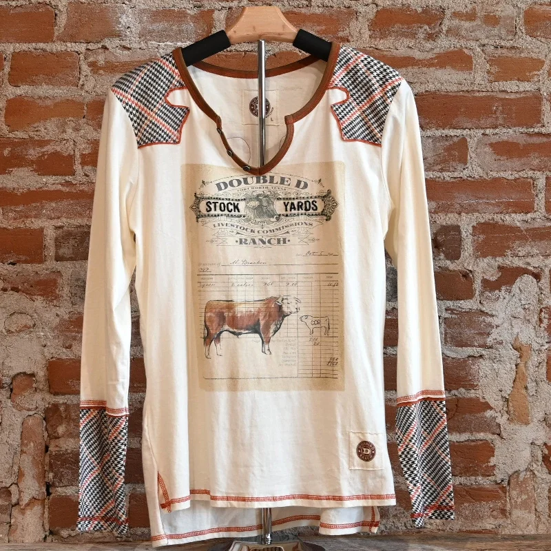 Double D Ranch Ladies Livestock Commission Tee Spandex Blend Rayon Blend Denim Blend