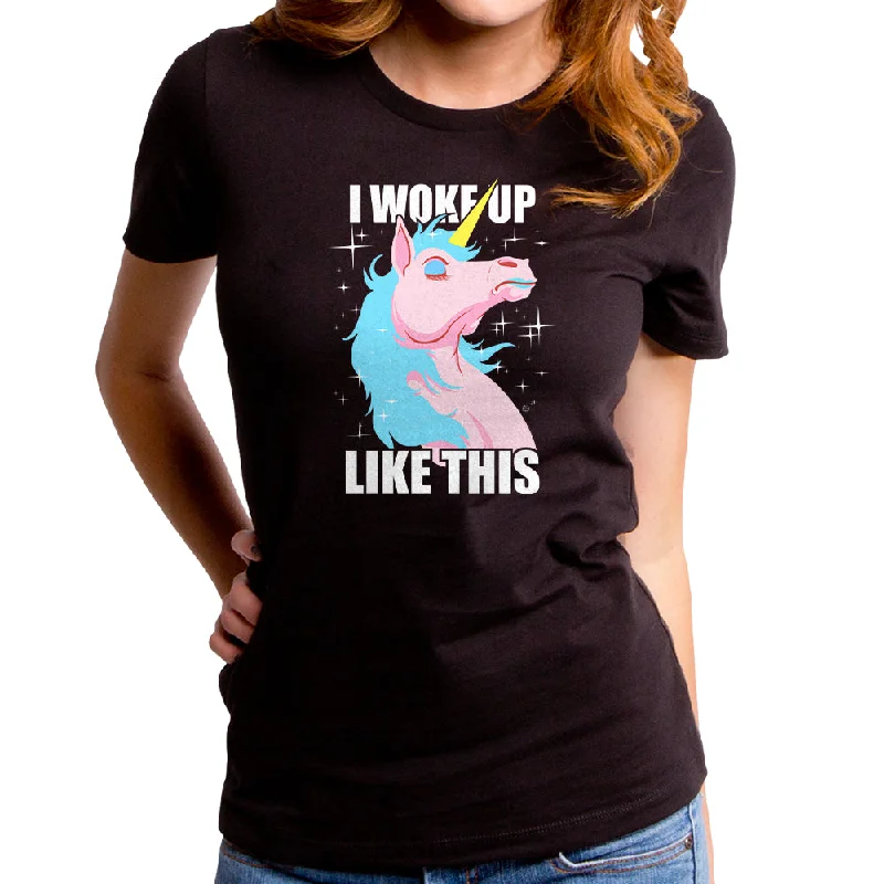 Woke Up Like This Women's T-Shirt Mesh Canvas Denim