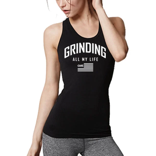 GRINDING ALL MY LIFE Women's Shirt Spandex Blend Rayon Blend Denim Blend