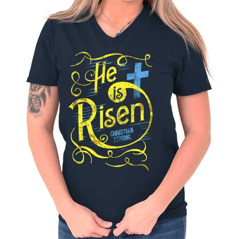 He Is Risen V-Neck T Shirt Hooded Caped Shawl Collar