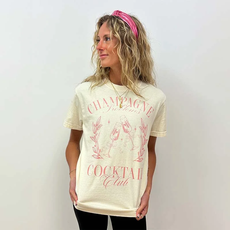 Champagne Graphic Short Sleeve T-Shirt Layered Multi-layer Single Layer