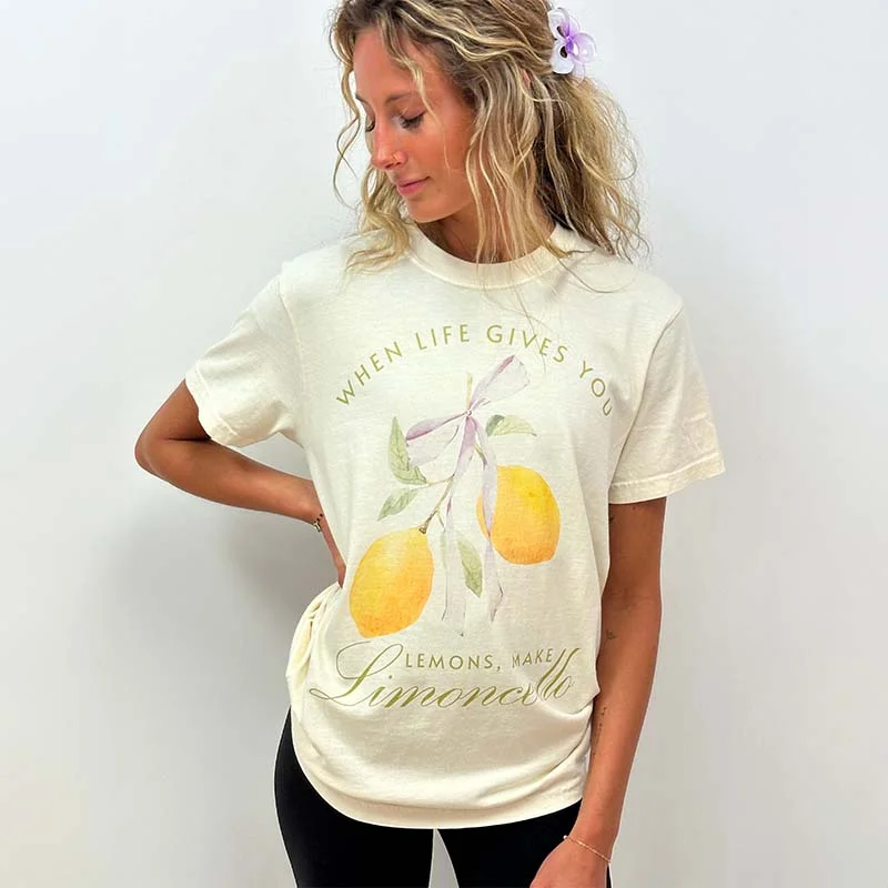 Limoncello Graphic Short Sleeve T-Shirt Mesh Blend Leather Blend Suede Blend