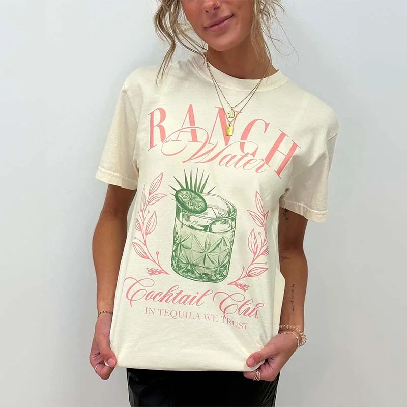 Ranch Water Graphic Short Sleeve T-Shirt Fashionable Trendy Casual