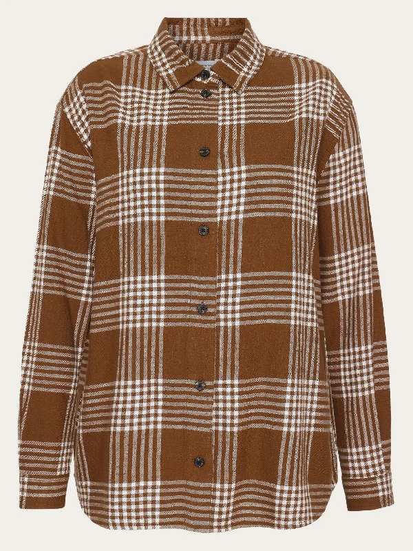 Loose check flannel shirt - GOTS/Vegan - Brown check Anti-Pilling Machine Wash Handmade Loose check flannel shirt - GOTS/Vegan - Brown check Anti-Pilling Machine Wash Handmade