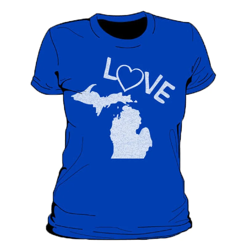Love Michigan Women's T-Shirt Real Fur Shearling Chenille