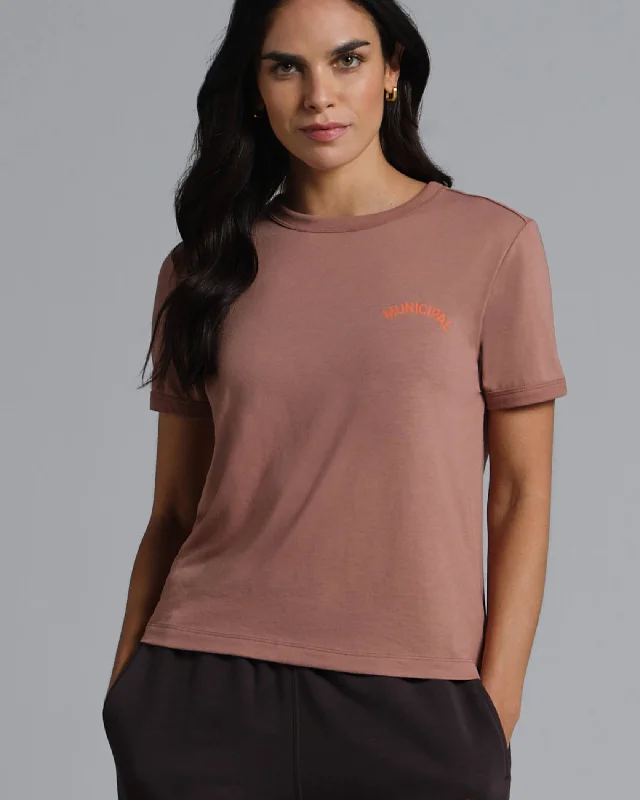 Municipal Women's Tomboy T-Shirt - MAUVE Rayon Fabric Velvet Fabric Corduroy Fabric