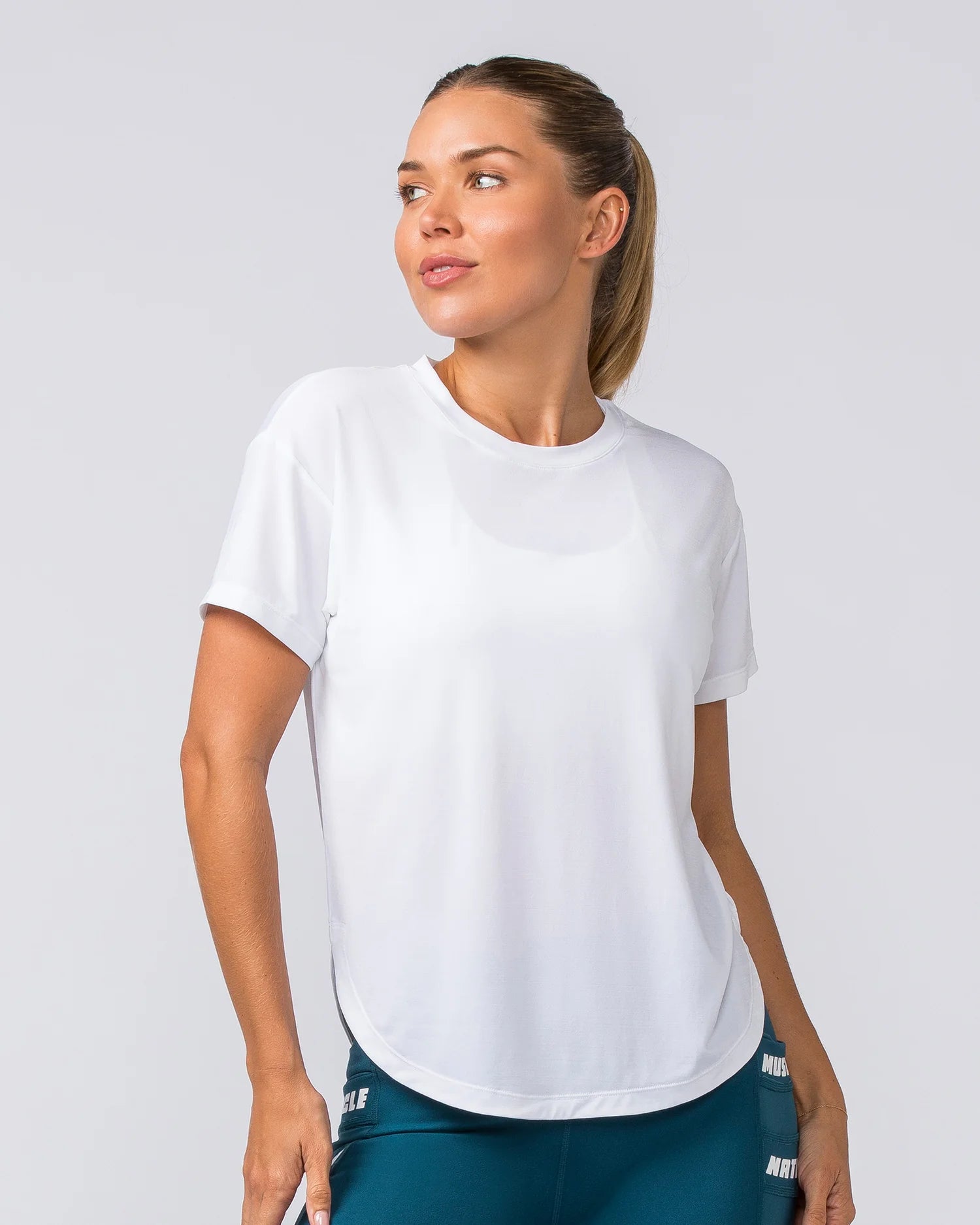 Muscle Nation | Ignite Training Tee - White Fitted T-Shirt Seamless Stretchy