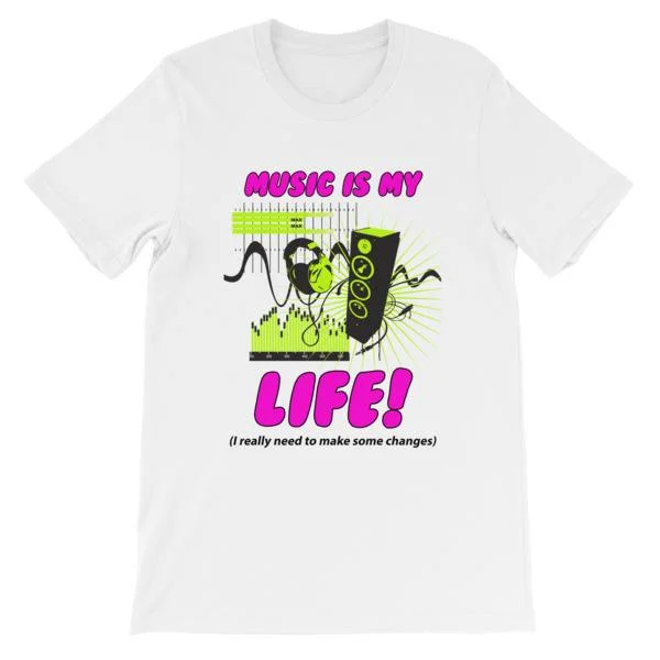 Music is My Life T-Shirt Collared T-Shirt Boat Neck A-Line