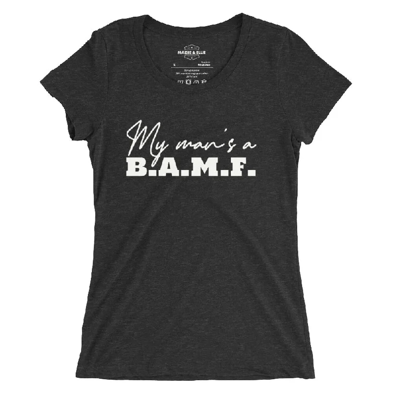 My Man's a Bad A** M'Fer Blanco Women's Tri-Blend Slim Fit T-Shirt Faux Fur Fabric Real Fur Fabric Shearling Fabric My Man's a Bad A** M'Fer Blanco Women's Tri-Blend Slim Fit T-Shirt Faux Fur Fabric Real Fur Fabric Shearling Fabric