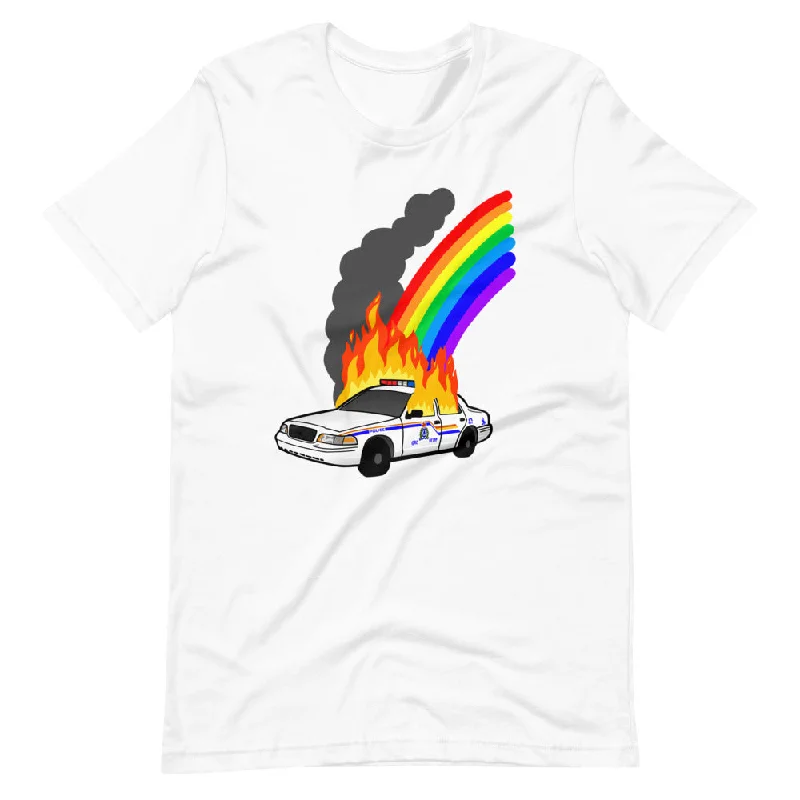 No Cops at Pride Unisex T-Shirt Ribbed Striped Patterned