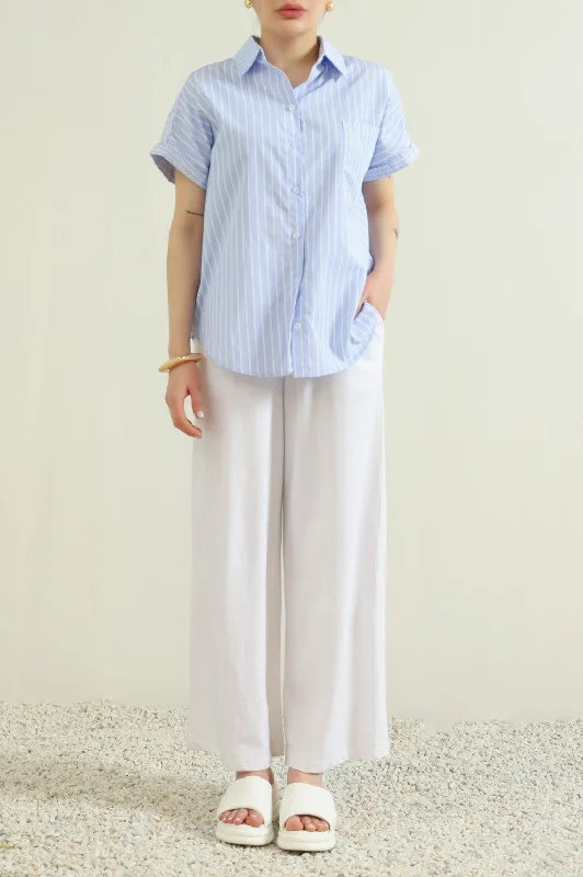 PATCH STRIPED SHIRT Sequined Glittery Shiny