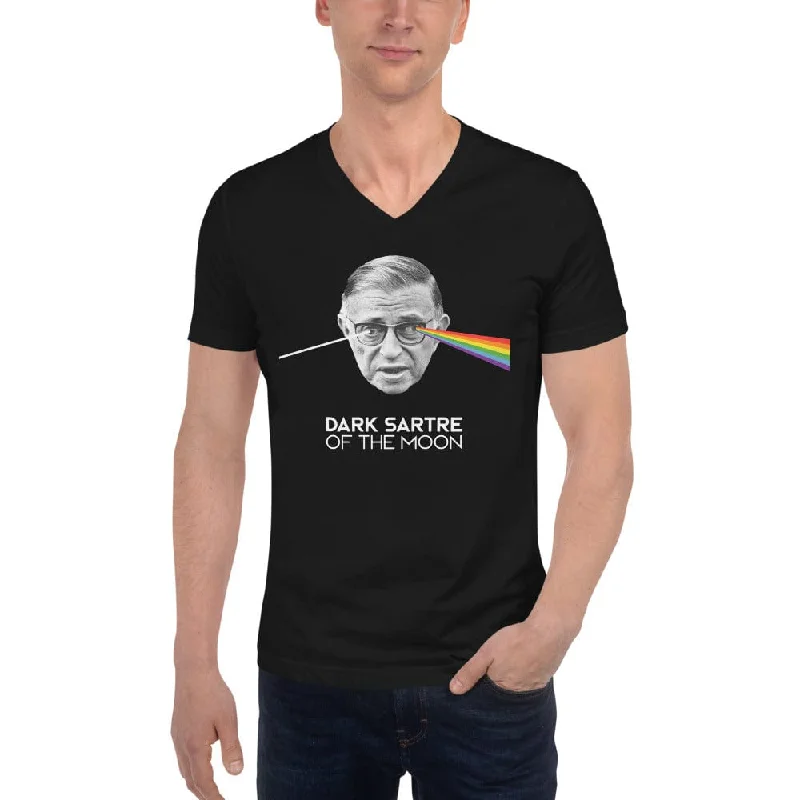 Peak Absurdism - The Dark Sartre Of The Moon - Unisex V-Neck T-Shirt Modern Contemporary Chic