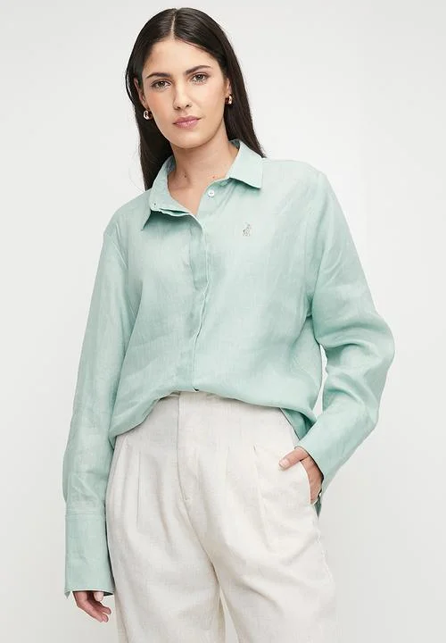 Polo 0049127 Wmn Lilian Ls Linen Shirt Mint Elasticated Padded Insulated