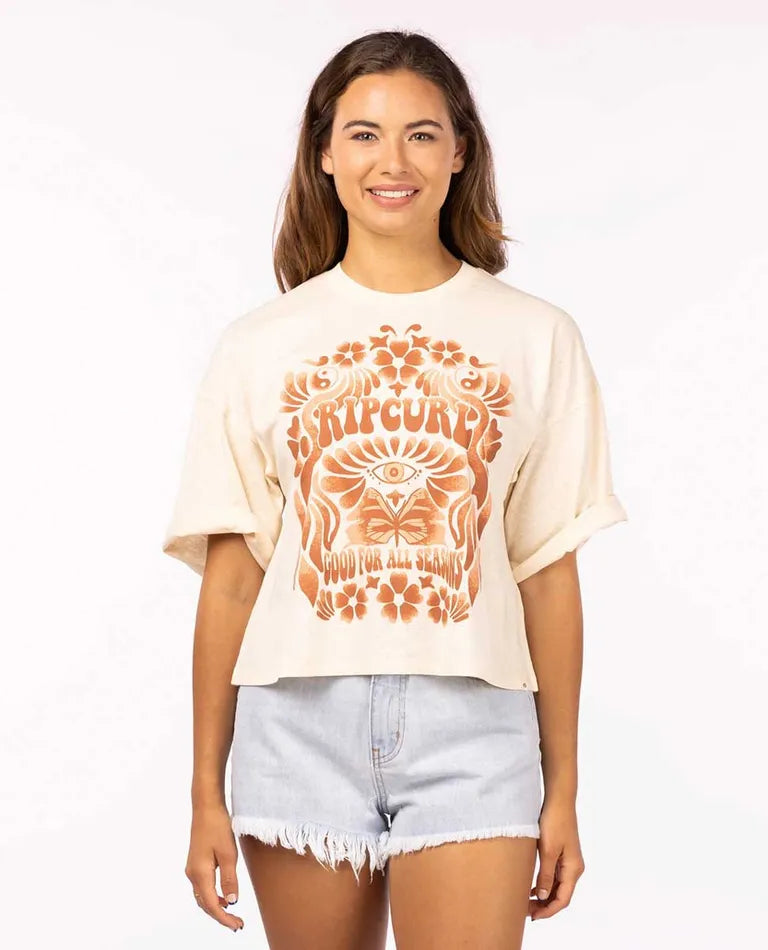 Reflections Heritage Crop Tee Asymmetrical Pockets Print