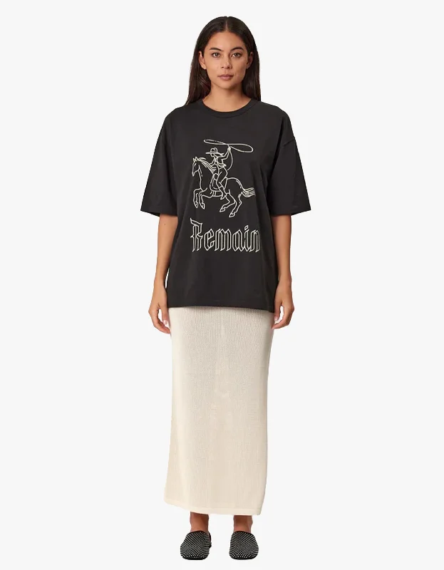 Bandida Tee - Washed Black Mesh Blend Leather Blend Suede Blend