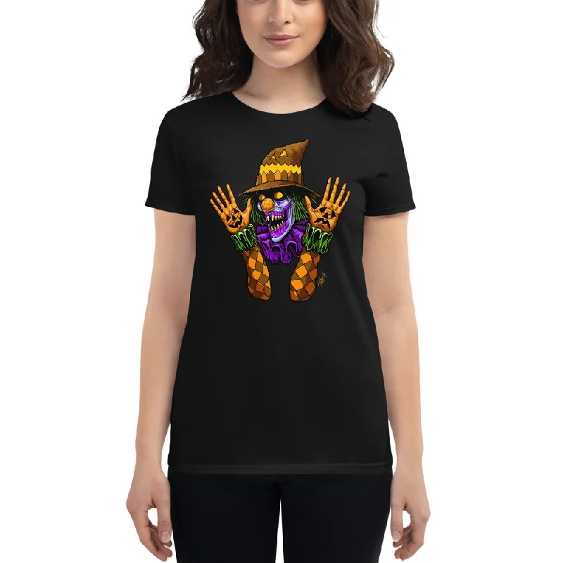 Scareclown Women's Short Sleeve T-shirt Front Pockets Side Pockets Patch Pockets
