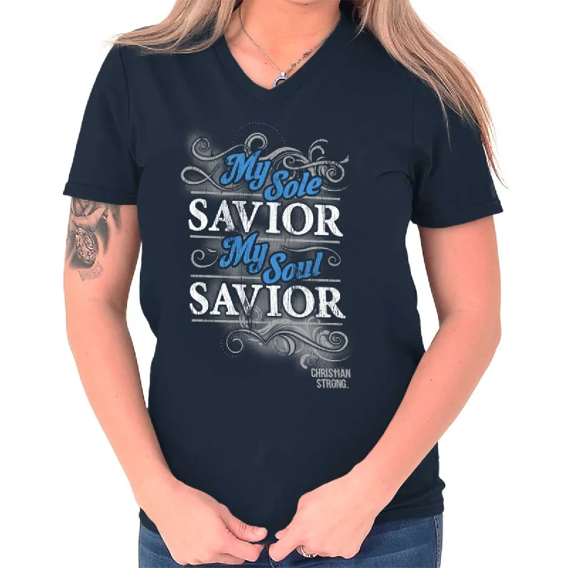 Soul Savior V-Neck T Shirt Chenille Brocade Lace