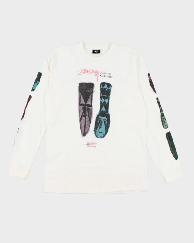 Stussy One Love Longsleeve T-Shirt - M Striped Floral Plaid