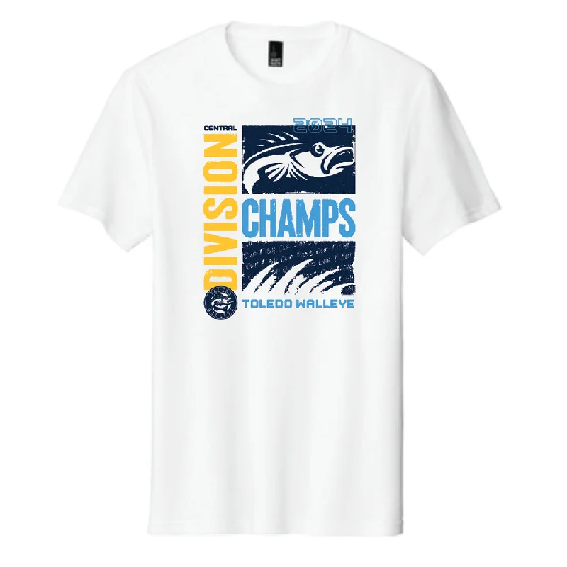 Toledo Walleye 2024 Division Champions T-shirt Mesh Blend Leather Blend Suede Blend