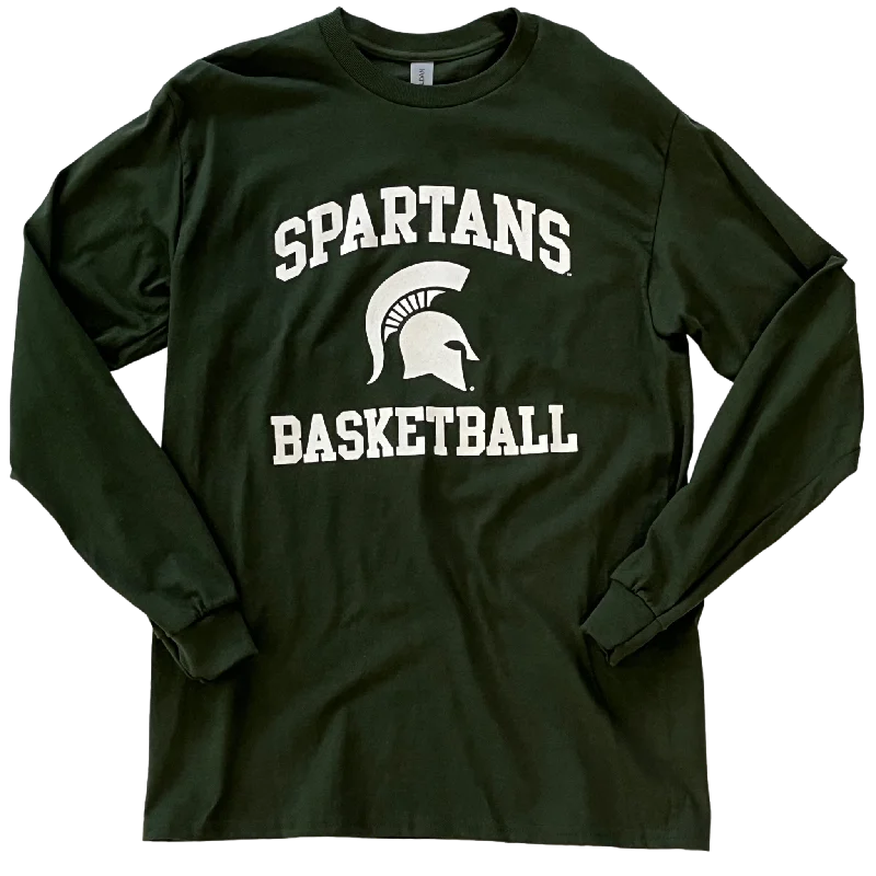 Michigan State Basketball Arch Long Sleeve T-shirt Fleece Nylon Spandex