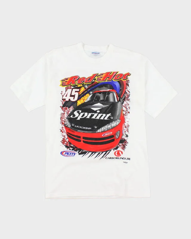Vintage 90's Red Hot Racing T-Shirt - L V-Neck T-Shirt Long Sleeve Cotton