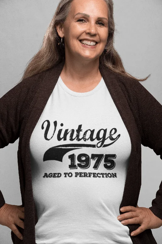 Vintage Aged To Perfection 1975, White, Women's Short Sleeve Round Neck T-shirt, gift t-shirt 00344 Houndstooth Herringbone Solid Vintage Aged To Perfection 1975, White, Women's Short Sleeve Round Neck T-shirt, gift t-shirt 00344 Houndstooth Herringbone Solid