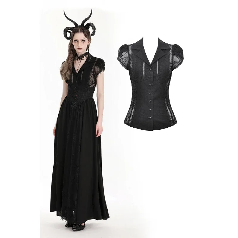 Women's Gothic Turn-down Collar Lace Splice Shirt Satin Fabric Silk Fabric Chiffon Fabric Women's Gothic Turn-down Collar Lace Splice Shirt Satin Fabric Silk Fabric Chiffon Fabric
